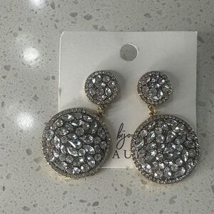 Sparkling Gold Tone Crystal Drop Earrings